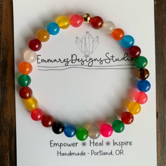 ๐ NWT ๐ Happy Beads โ๏ธ Healing Energy Power Gemstone Agate Crystal Bracelet ๐ - Picture 5 of 9